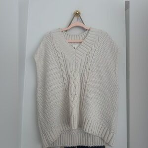 H&M Cream Cable Knit V-Neck Sweater Vest